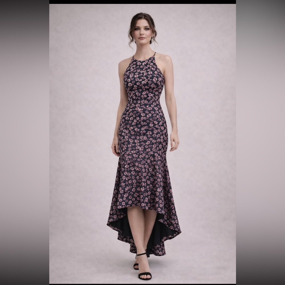 Aidan Mattox BRAND New high low iridescent floral jacquard mermaid dress